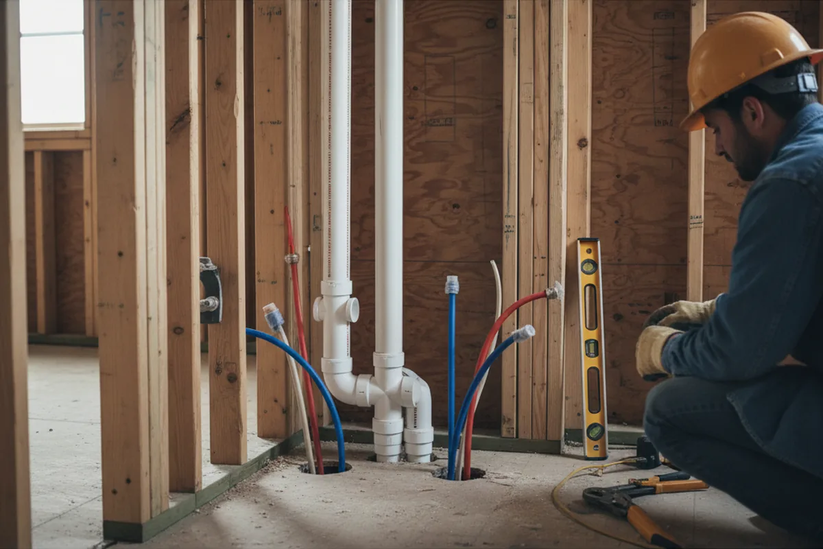 Drain and supply rough-in during Garbage Disposal Repair in Neville